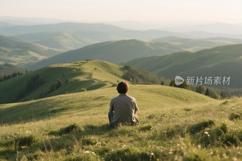 回望山峦的自然风光
