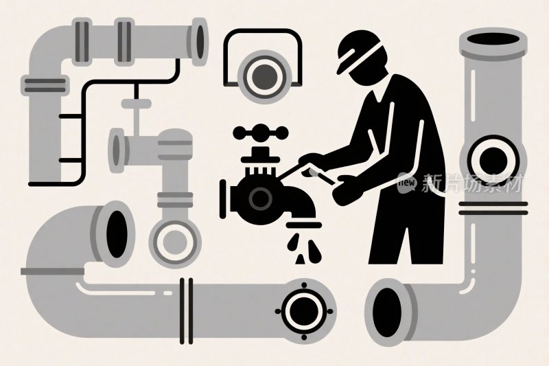 管道维修插画