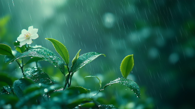 雨珠30雨中花开 雨滴中的花朵