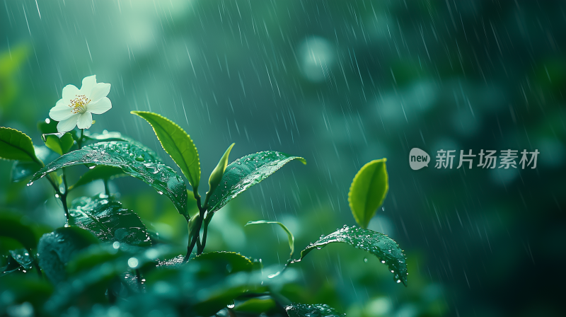 雨珠30雨中花开 雨滴中的花朵