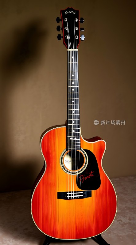 经典吉他温暖色调优雅设计引人注目