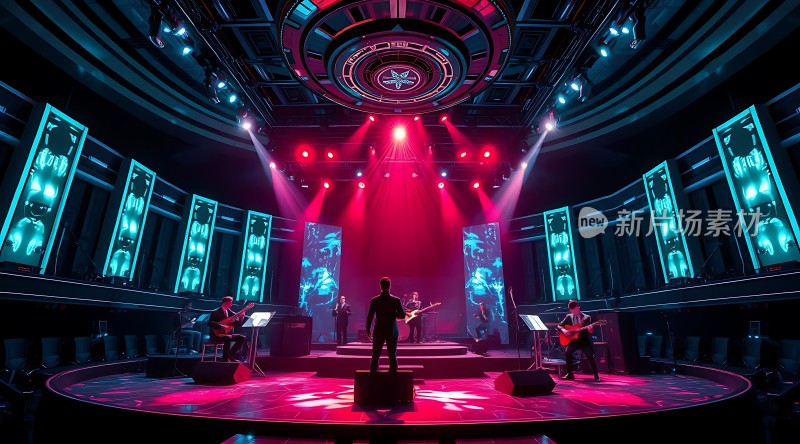 舞台灯光璀璨乐队表演精彩纷呈