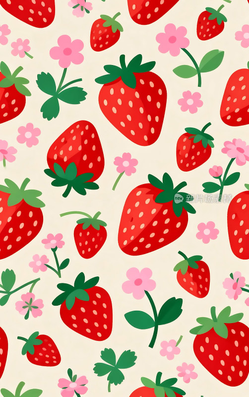 卡通草莓扁平风格插画图案