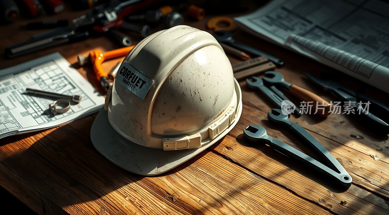 施工现场工具与安全帽