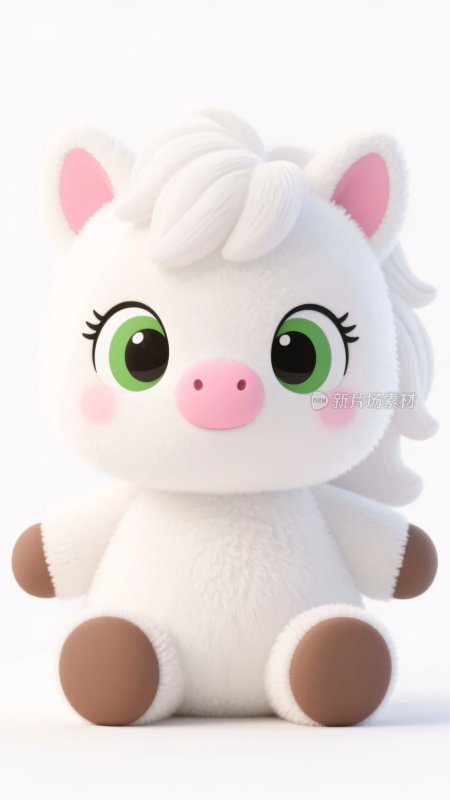 可爱白色小马玩偶形象