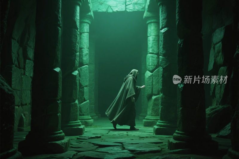 古老遗迹神秘身影