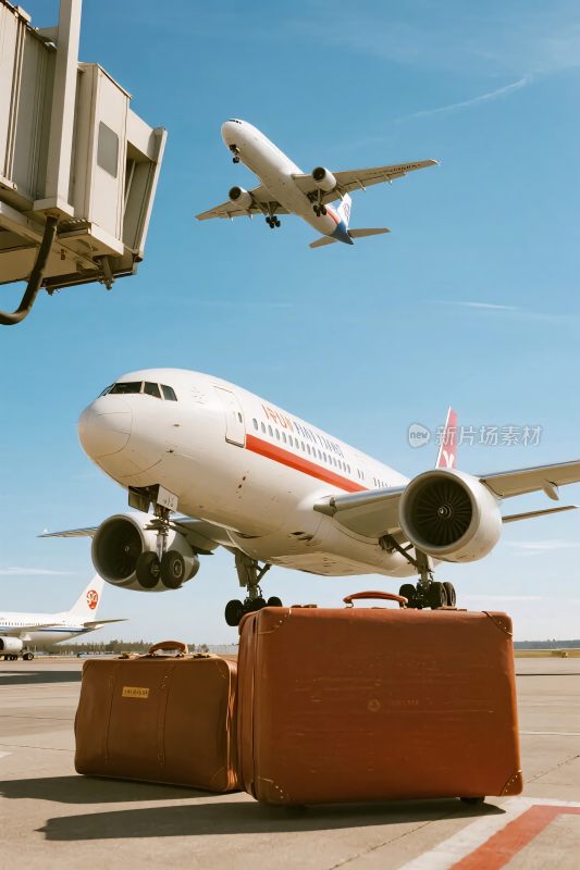 机场飞机与行李场景