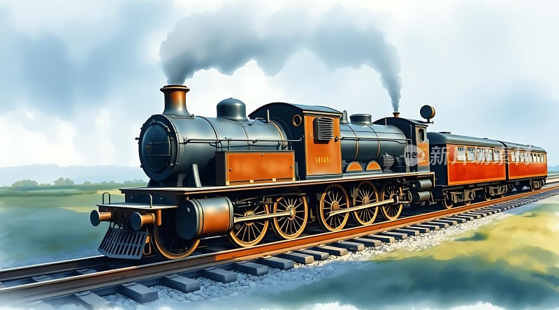 蒸汽火车驶向远方