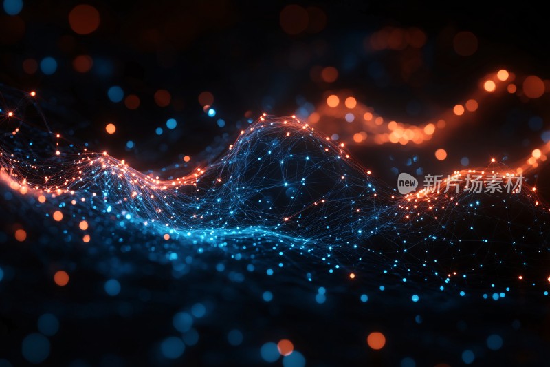 炫彩流动的粒子光线画面