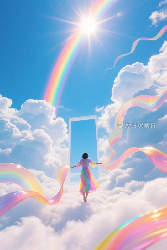 梦幻彩虹门场景插画