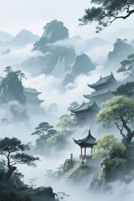 山水古韵景观插画