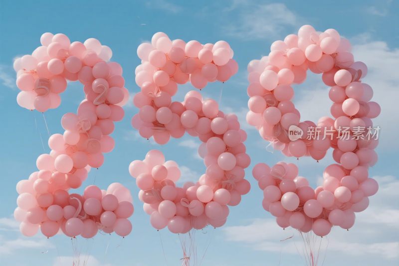 粉色气球数字造型