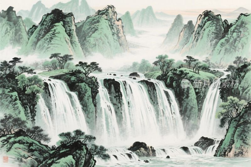 山水国画山水风景