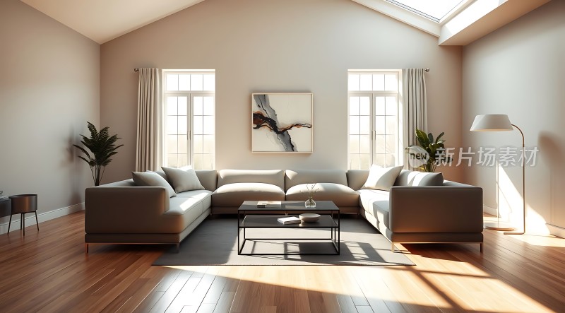 现代简约客厅阳光明媚舒适温馨