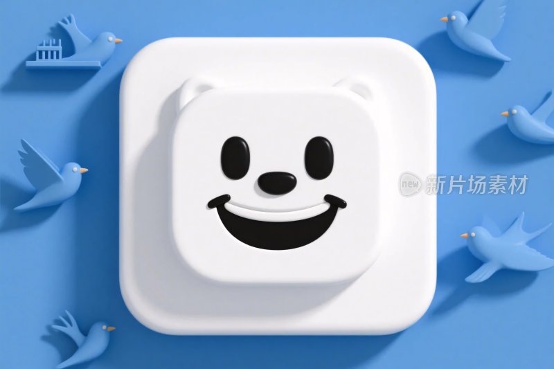 可爱笑脸方形插画