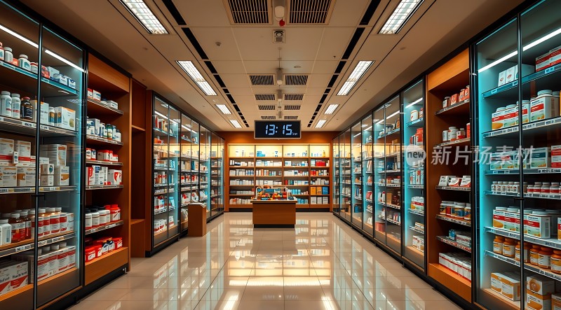 药品种类繁多货架整齐排列环境整洁明亮