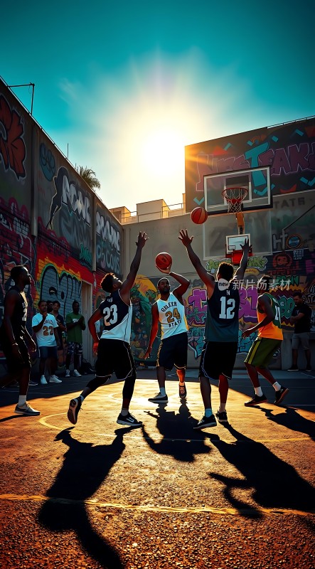 阳光下的街头篮球赛