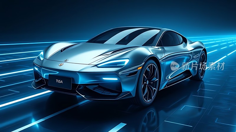 未来科技座驾蓝色跑车闪耀登场！