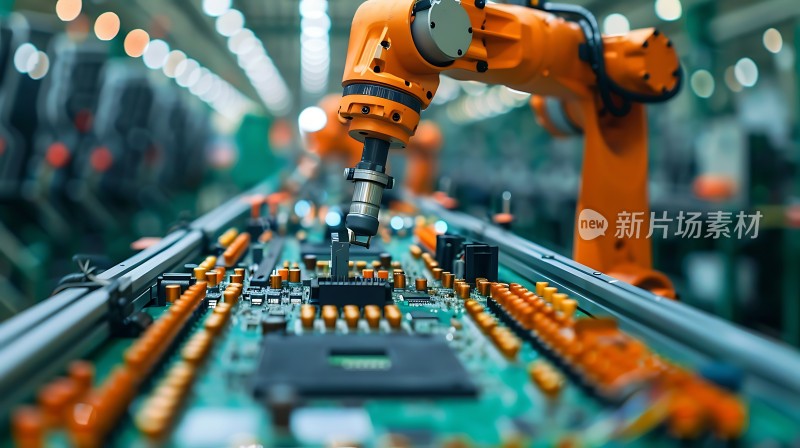 智能机器人操作电子元件生产线