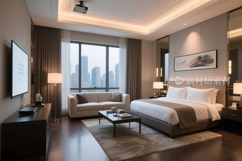 现代化酒店客房室内场景