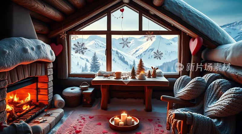 冬日暖炉旁的温馨小屋