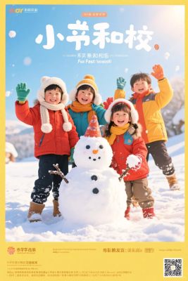 冬季儿童堆雪人场景 冬季儿童堆雪人场景