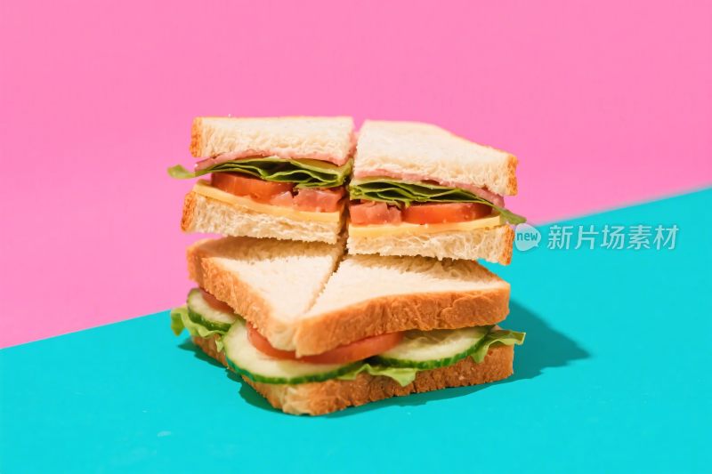 堆叠的美味三明治