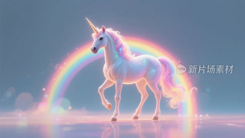 卡通独角兽彩虹插画