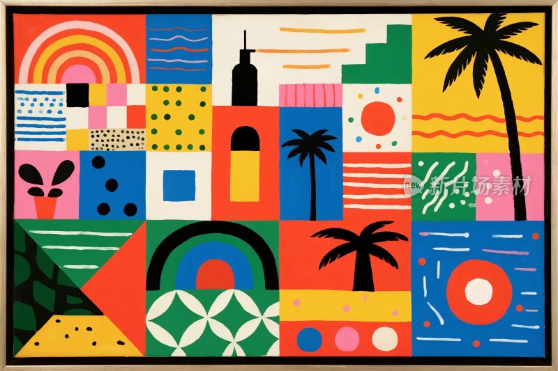 多彩几何图案插画