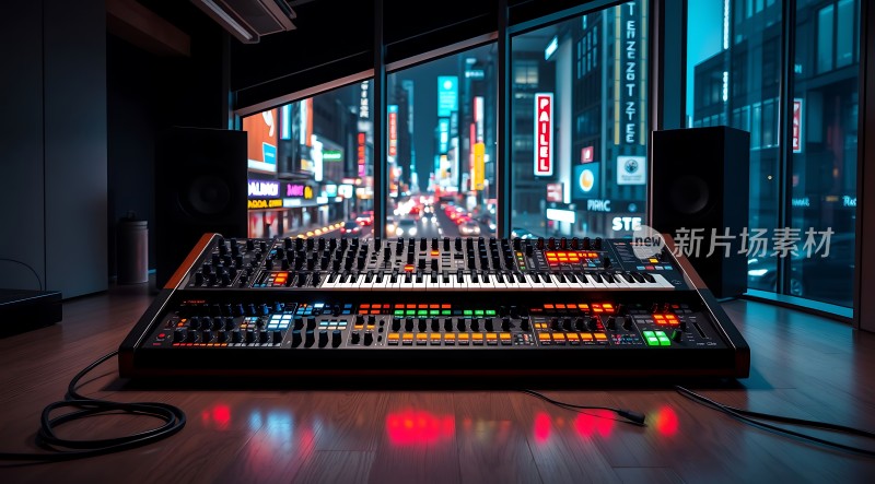 音乐合成器与城市夜景的结合