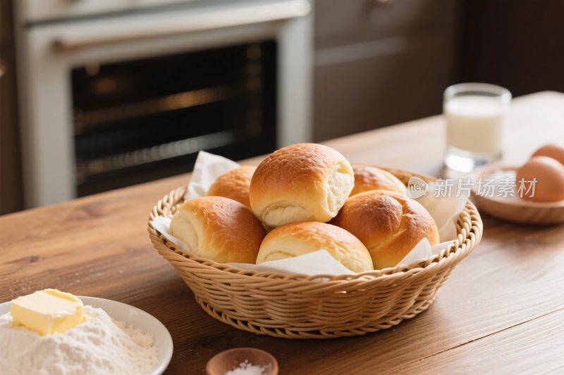 温馨厨房面包篮场景