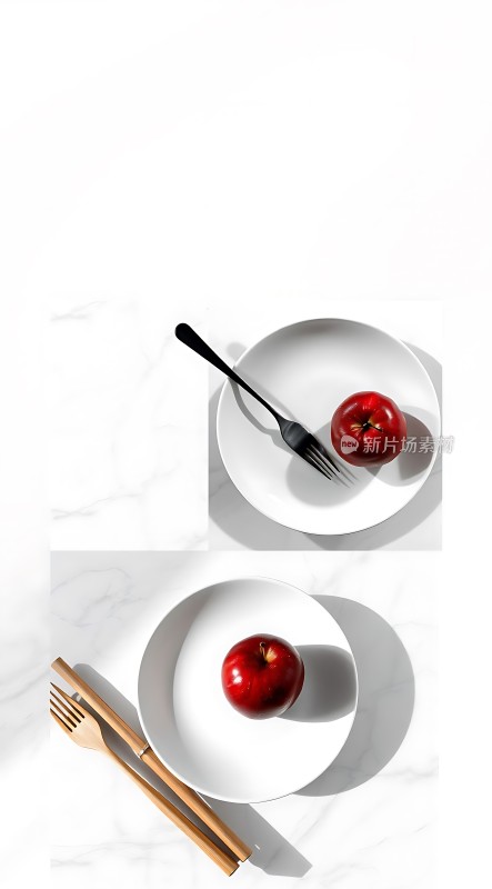 苹果与餐具的艺术搭配