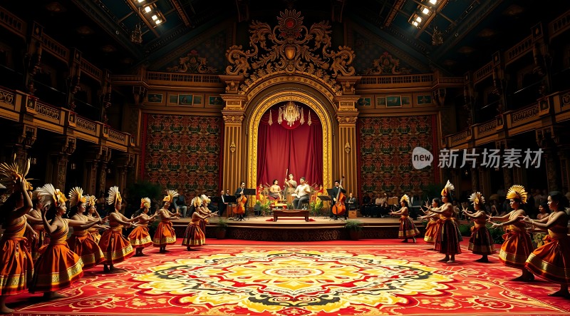 华丽宫殿中的盛大舞蹈表演