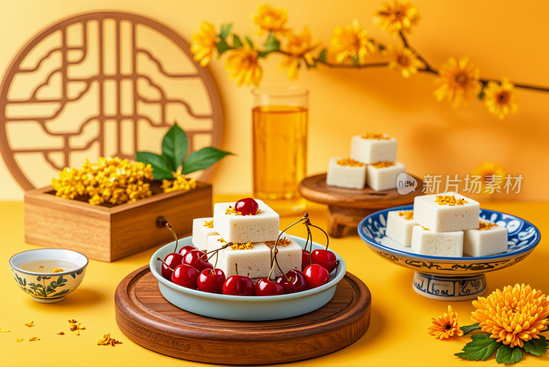 重阳节端午节中秋节桂花糕中国元素创意摄影