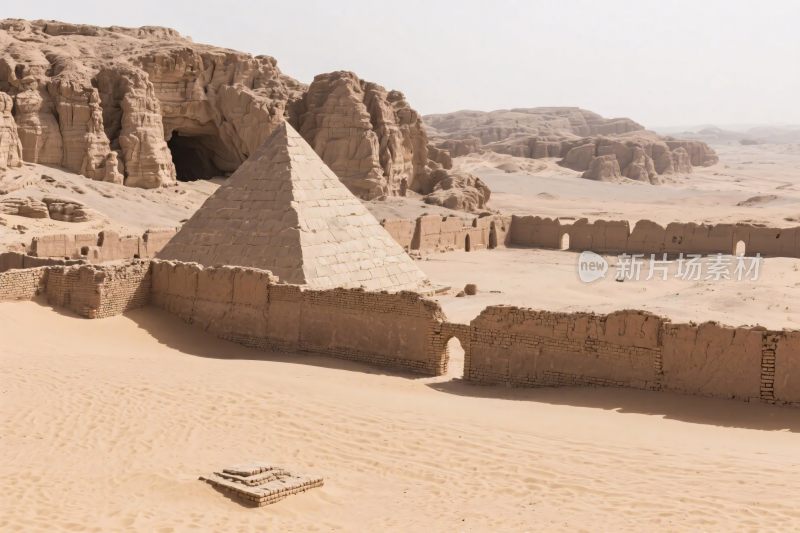 沙漠遗址金字塔景观