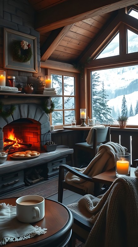 冬日暖炉旁的温馨时光