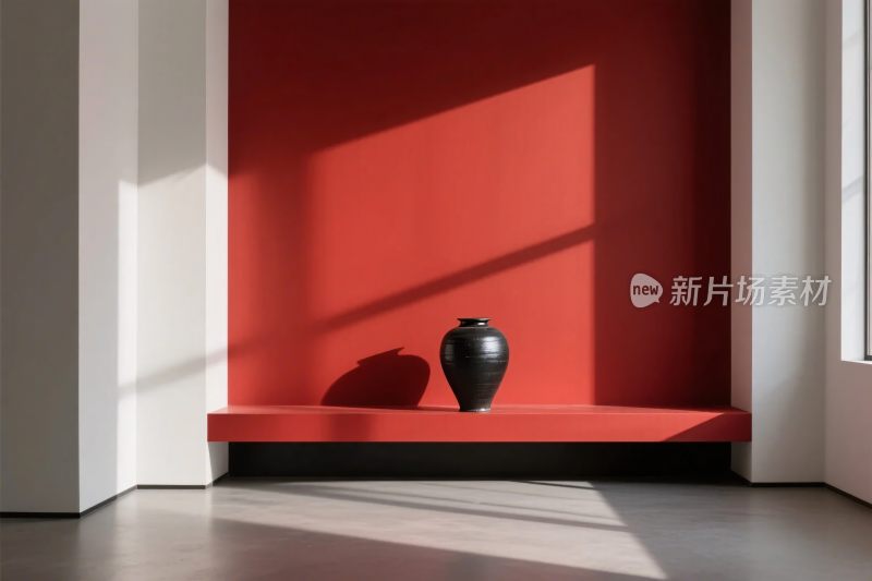 简约室内红色陶罐装饰