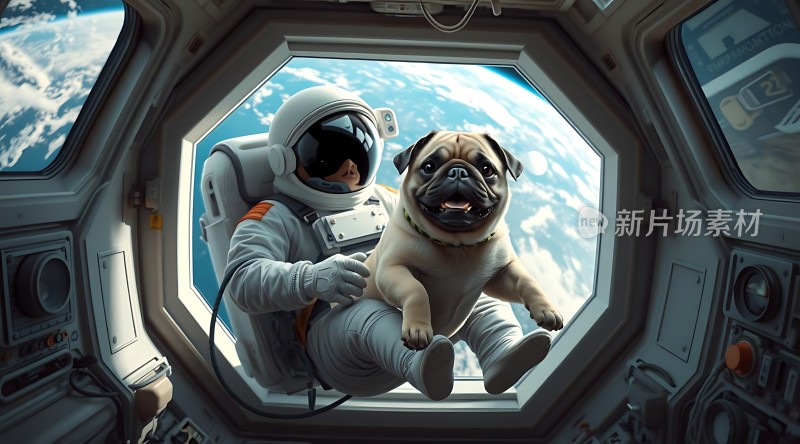 宇航员与哈巴狗太空遨游