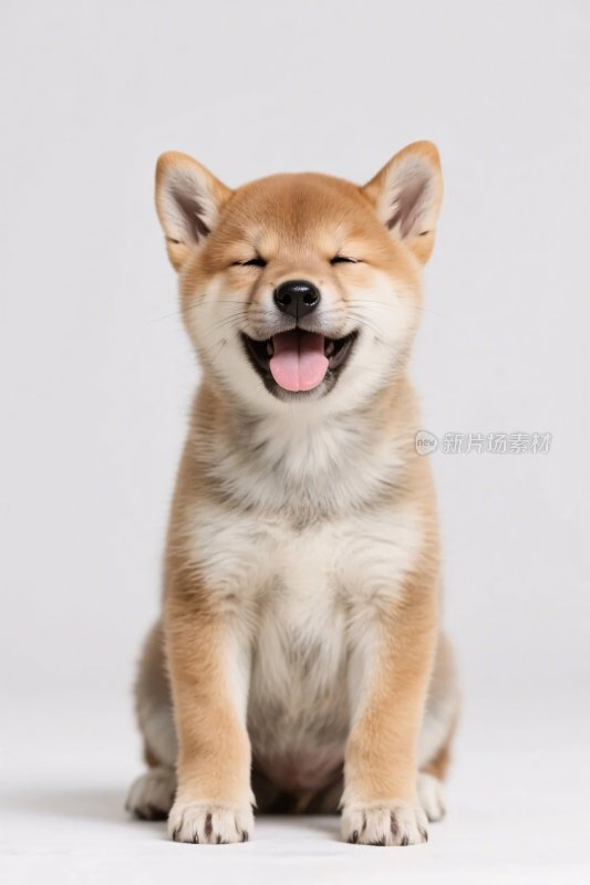 柴犬幼犬微笑坐姿图