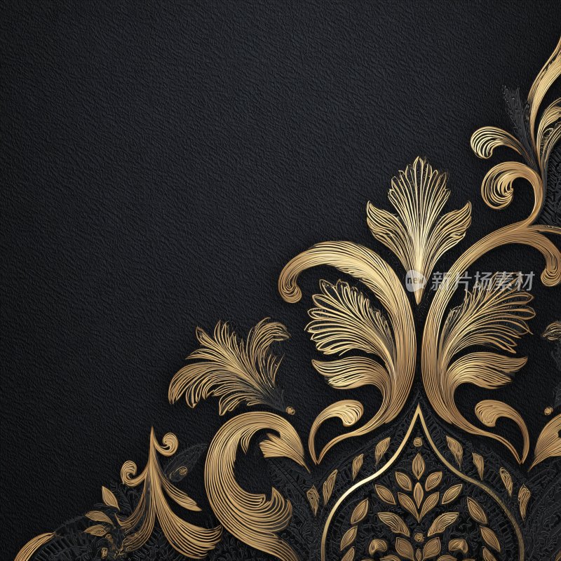 黑金奢华花纹背景图
