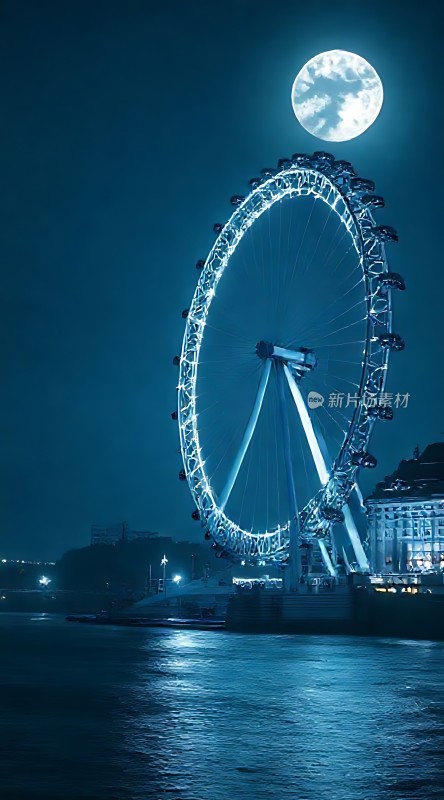 伦敦眼与满月共舞