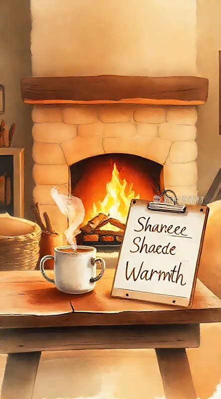 温馨壁炉旁的温暖时刻