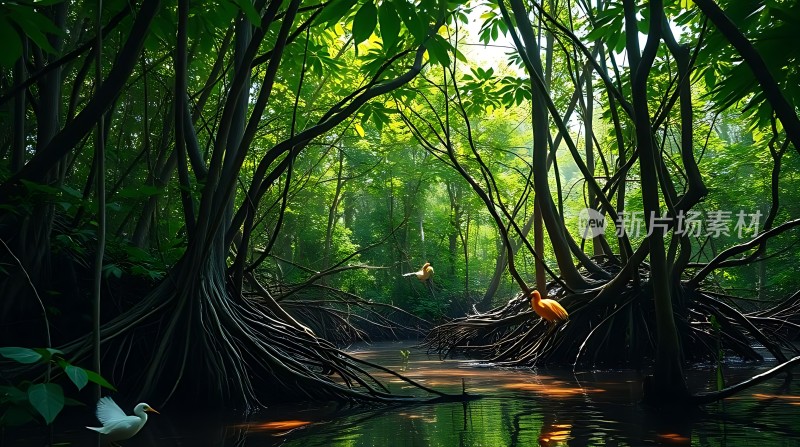 阳光下的红树林