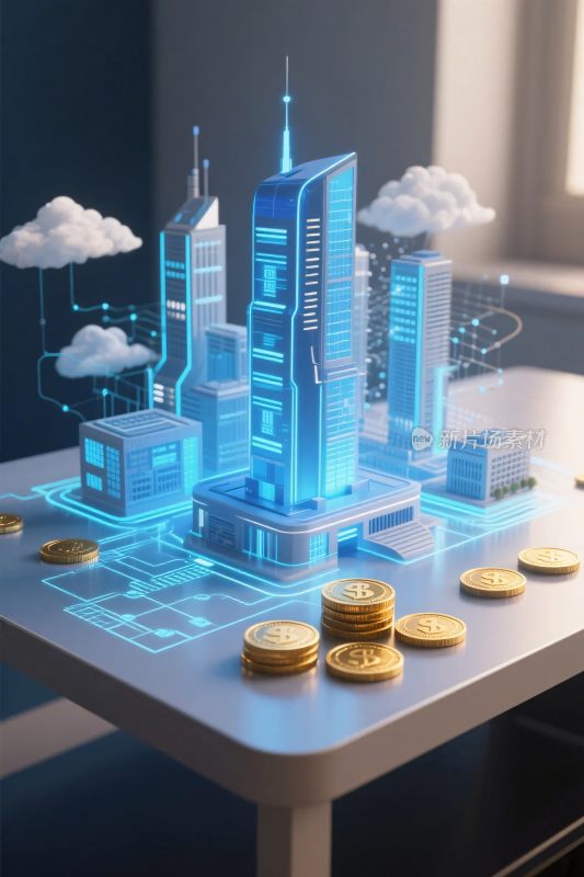 未来数字城市建筑插画