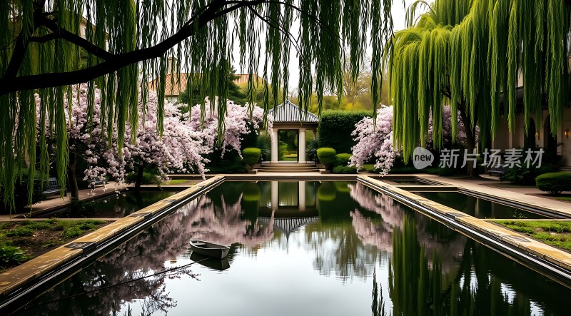 春意盎然湖畔美景