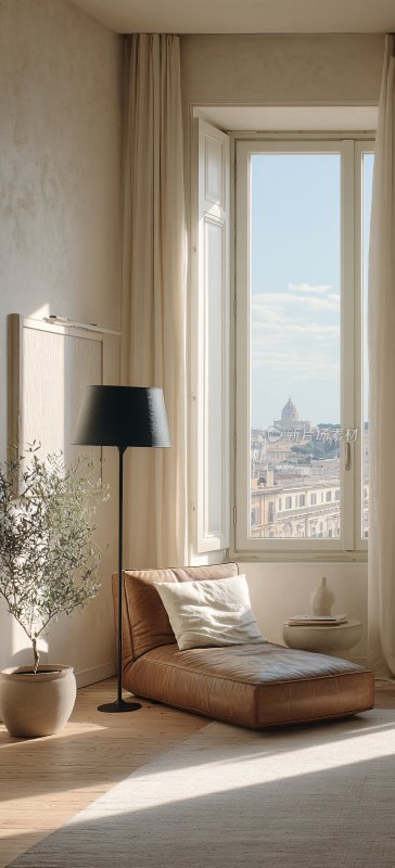 温馨室内窗边休闲角落场景