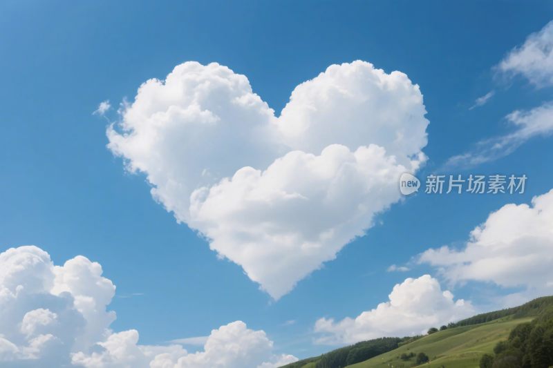 心形爱心云朵在蓝天