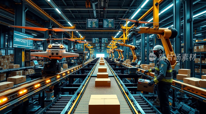 智能物流中心机器人与传送带协同作业
