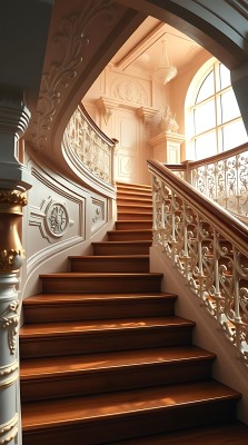 华丽楼梯阳光下的优雅曲线 华丽楼梯阳光下的优雅曲线