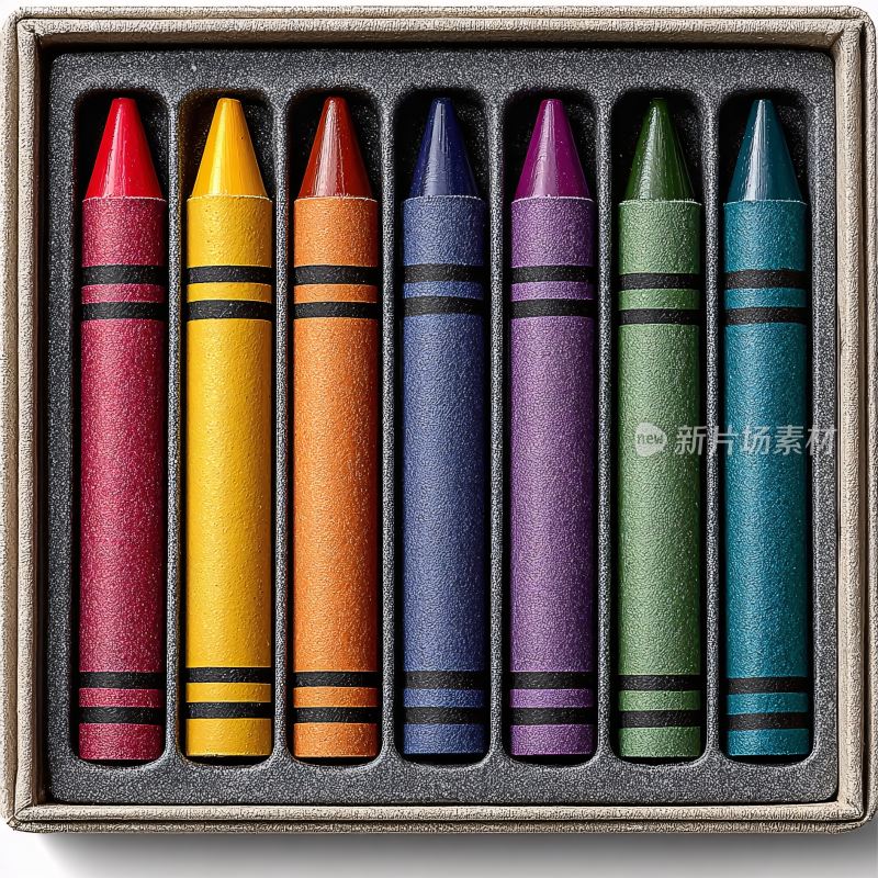 盒装彩色蜡笔展示